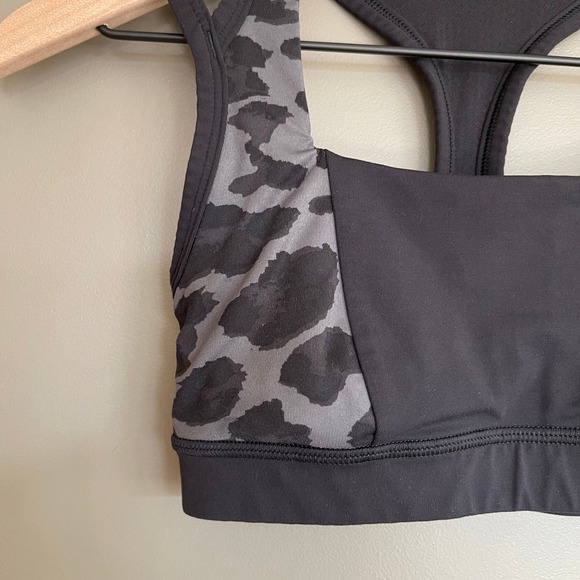 Lululemon Splendour Bra Black Grey Cheetah Print Sz 2 Strappy Back Gym Athletic‎ - Picture 8 of 16